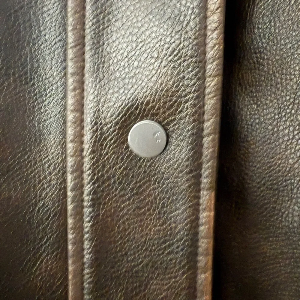 Pilcro Dark Brown Leather Bomber Jacket - Picture 12 of 15
